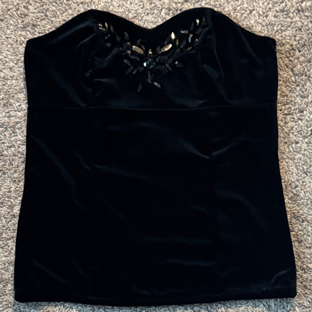 White House Black Market Black Velvet Corset Top